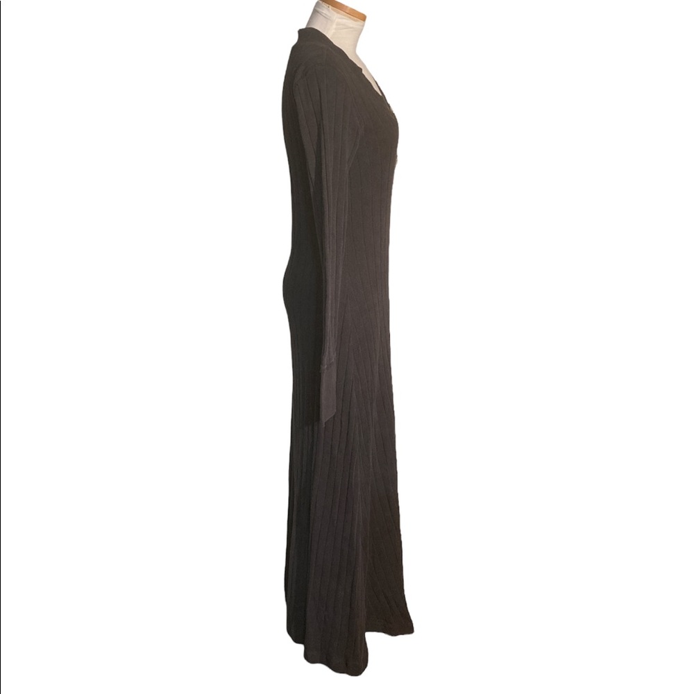 Free People Beach Black Sunflower Ribbed Knit Long Sleeve Maxi Dress Size Small - Picture 3 of 10